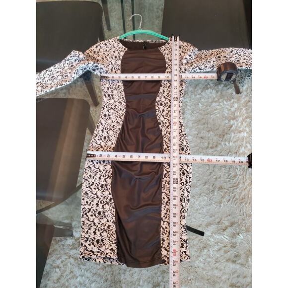 Good Time Women's White Black Rayon Round Neck Long Sleeve Knee Length Dress S - Picture 9 of 10